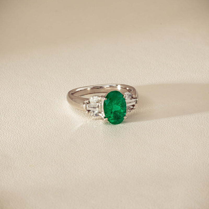 Deja Vu Platinum 1.67ct Emerald & Diamond Ring - Ring - Walker & Hall