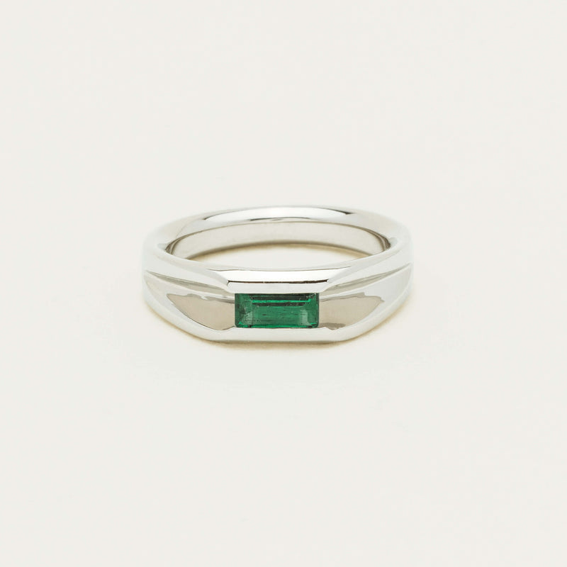 Deja Vu Platinum .32ct Faceted Emerald Ring