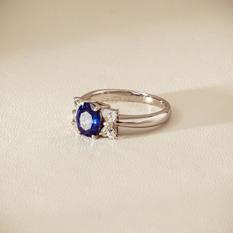 Deja Vu Platinum 1.49ct Oval Sapphire & Diamond Ring