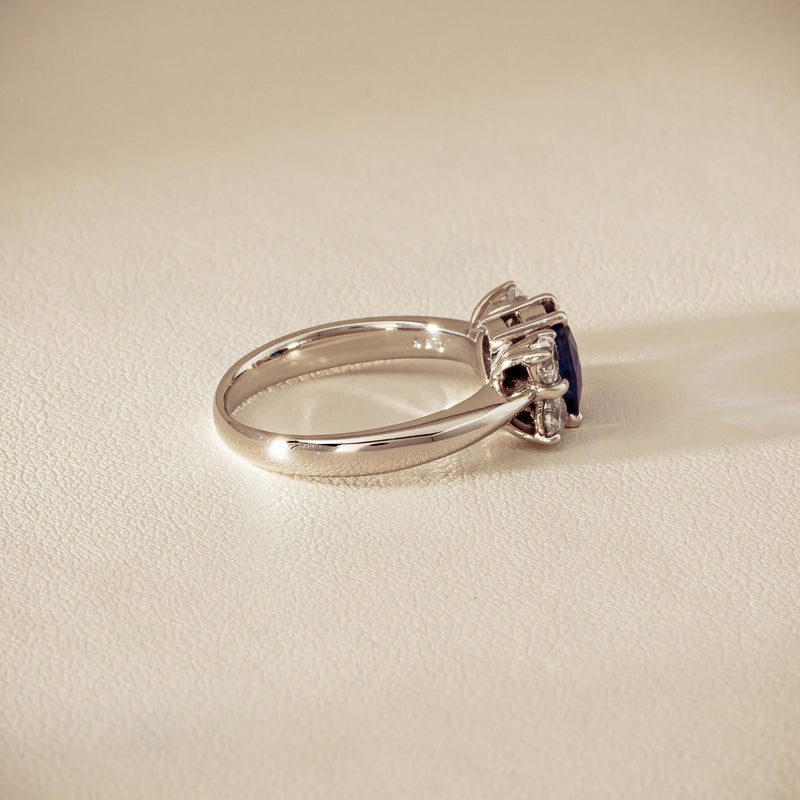 Deja Vu Platinum 1.49ct Oval Sapphire & Diamond Ring