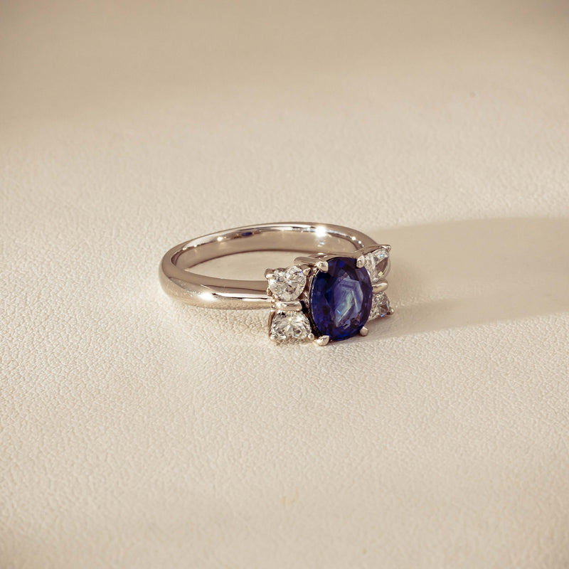 Deja Vu Platinum 1.49ct Oval Sapphire & Diamond Ring