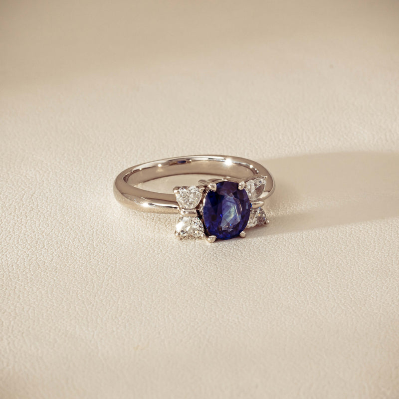 Deja Vu Platinum 1.49ct Oval Sapphire & Diamond Ring