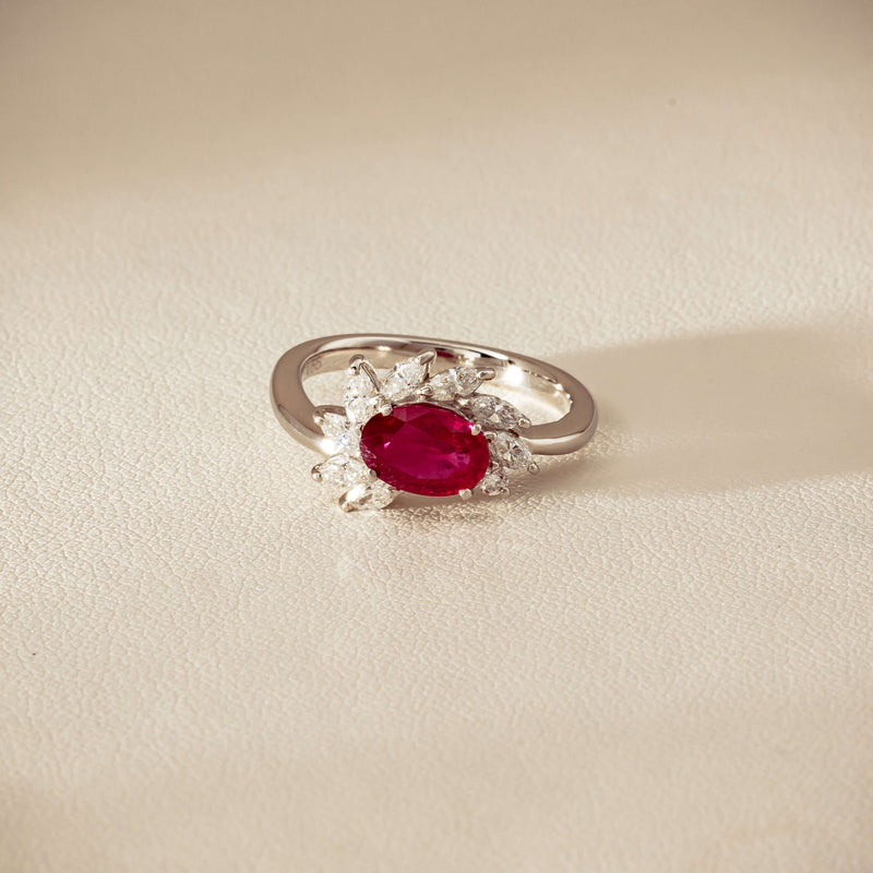 Deja Vu Platinum 1.28ct Ruby & Diamond Cluster Ring