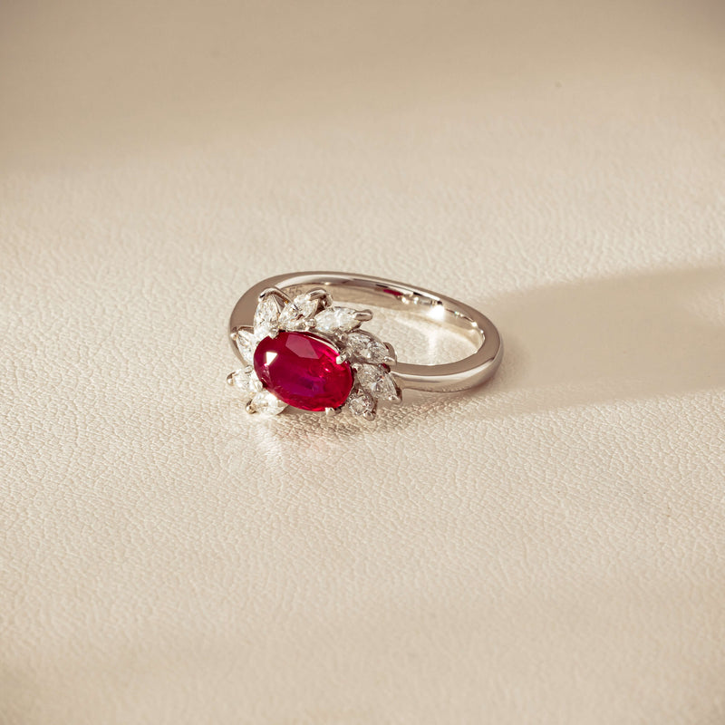 Deja Vu Platinum 1.28ct Ruby & Diamond Cluster Ring