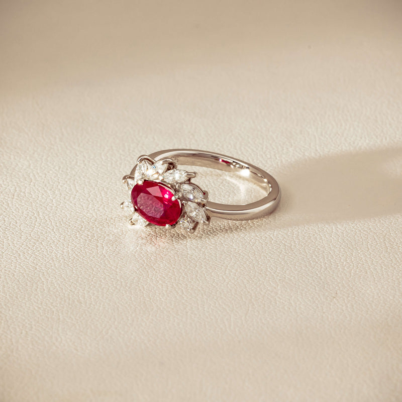Deja Vu Platinum 1.28ct Ruby & Diamond Cluster Ring
