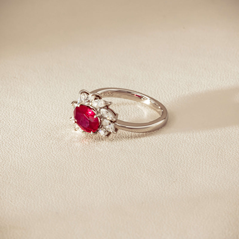 Deja Vu Platinum 1.28ct Ruby & Diamond Cluster Ring