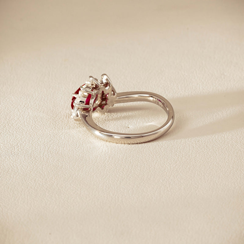 Deja Vu Platinum 1.28ct Ruby & Diamond Cluster Ring