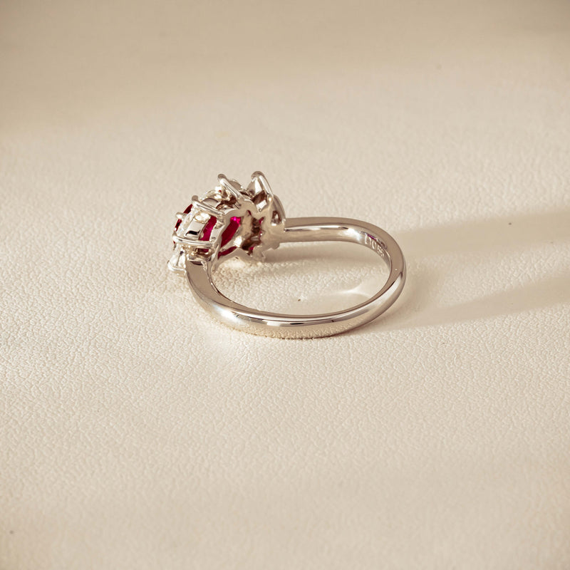 Deja Vu Platinum 1.28ct Ruby & Diamond Cluster Ring