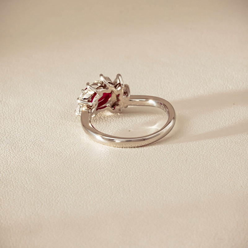Deja Vu Platinum 1.28ct Ruby & Diamond Cluster Ring