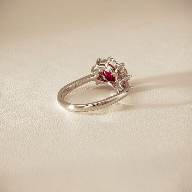 Deja Vu Platinum 1.28ct Ruby & Diamond Cluster Ring