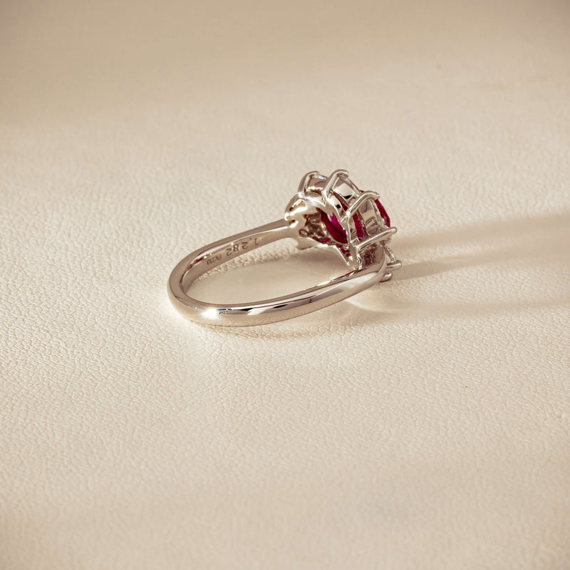 Deja Vu Platinum 1.28ct Ruby & Diamond Cluster Ring