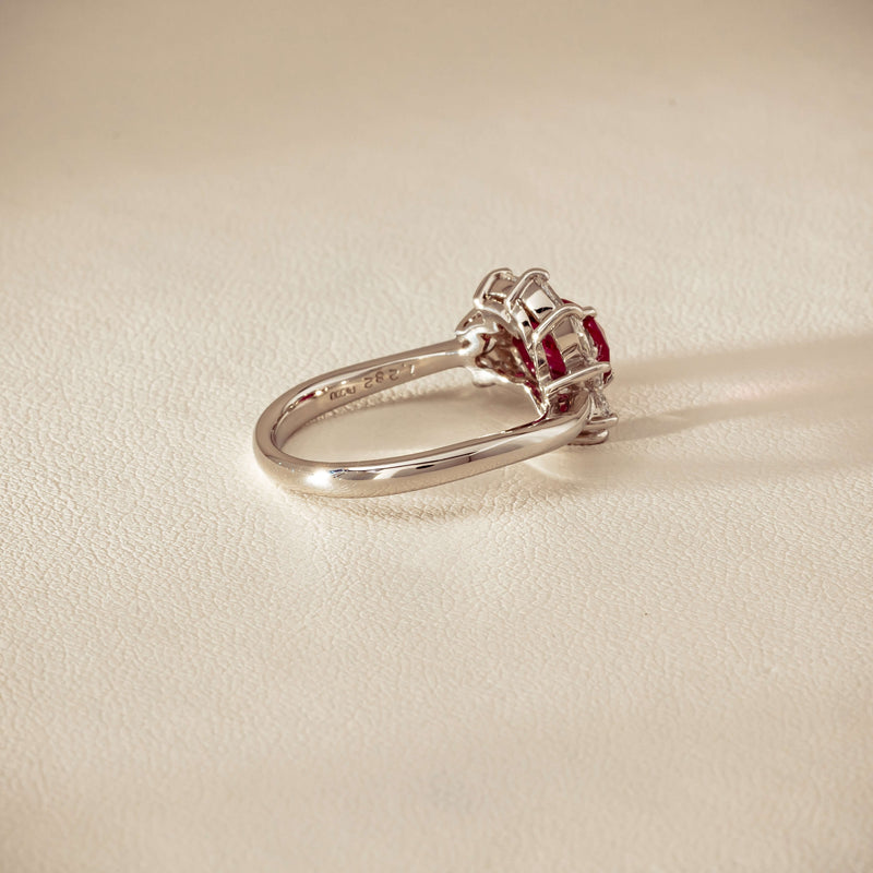 Deja Vu Platinum 1.28ct Ruby & Diamond Cluster Ring