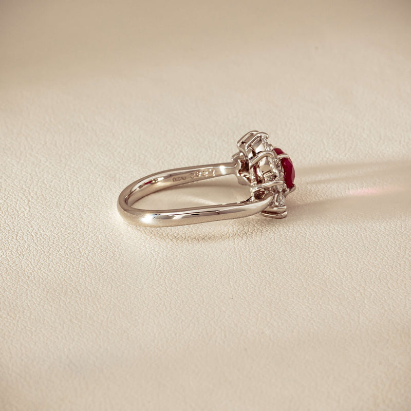 Deja Vu Platinum 1.28ct Ruby & Diamond Cluster Ring