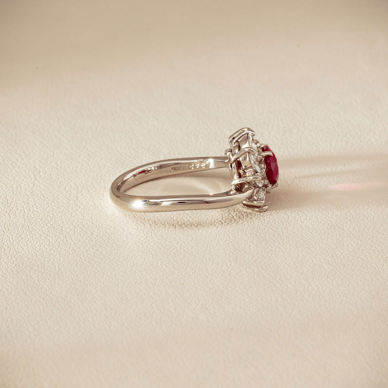 Deja Vu Platinum 1.28ct Ruby & Diamond Cluster Ring