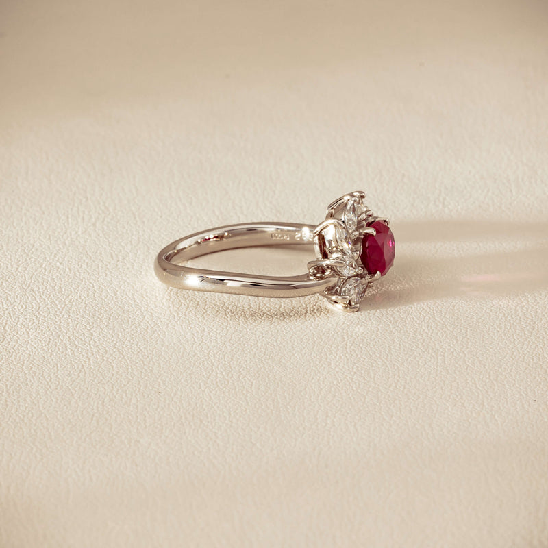 Deja Vu Platinum 1.28ct Ruby & Diamond Cluster Ring