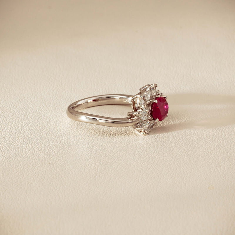 Deja Vu Platinum 1.28ct Ruby & Diamond Cluster Ring
