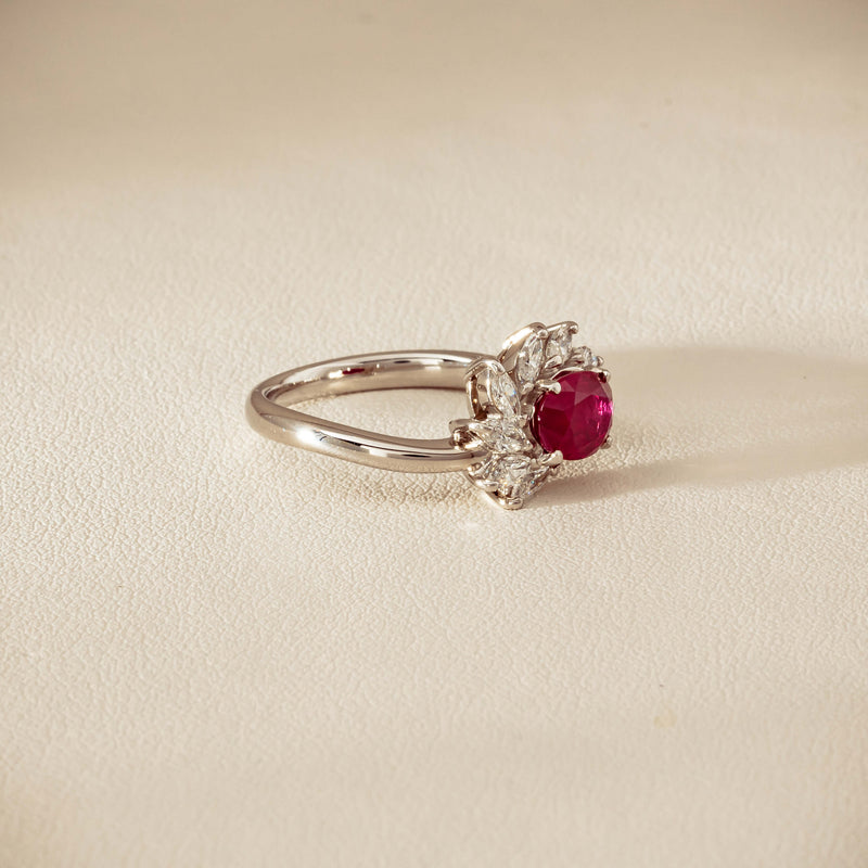 Deja Vu Platinum 1.28ct Ruby & Diamond Cluster Ring