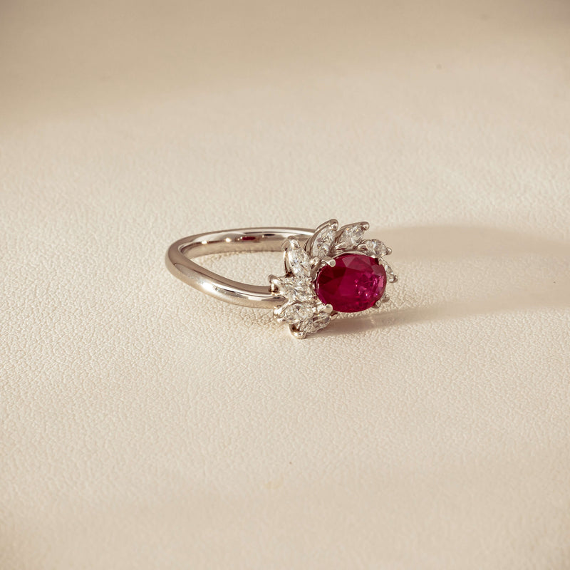 Deja Vu Platinum 1.28ct Ruby & Diamond Cluster Ring
