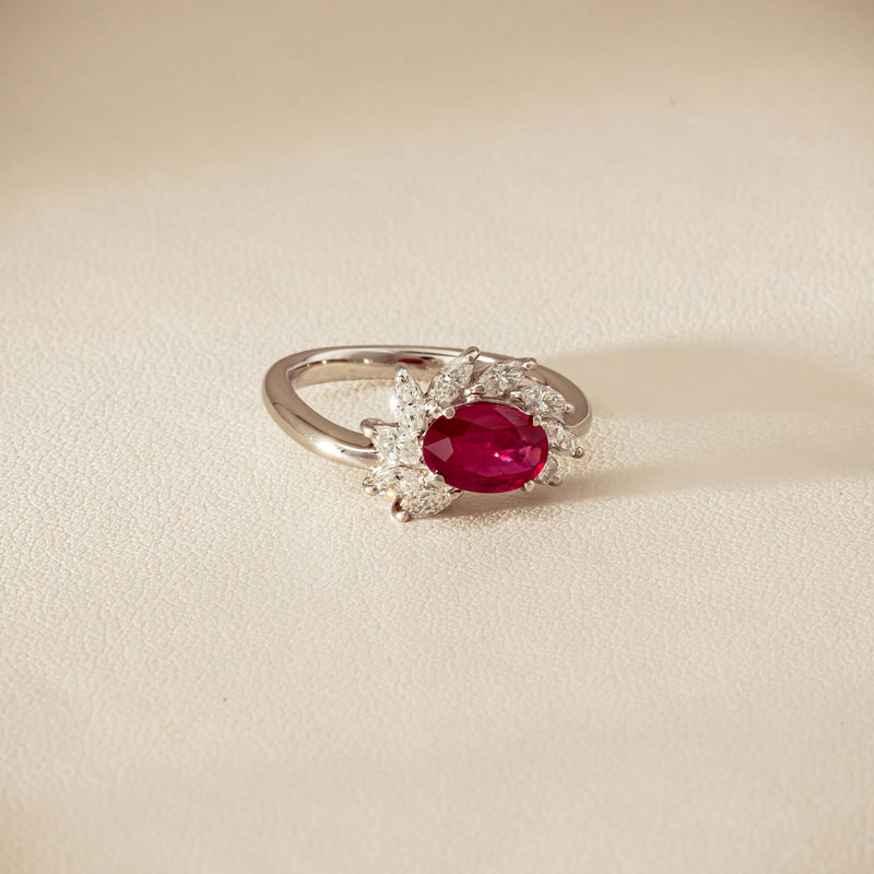 Deja Vu Platinum 1.28ct Ruby & Diamond Cluster Ring
