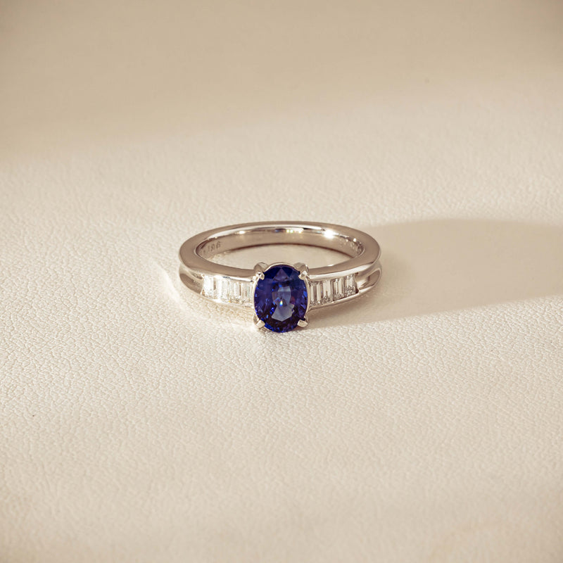 Deja Vu Platinum 1.19ct Oval Sapphire & Diamond Ring - Ring - Walker & Hall