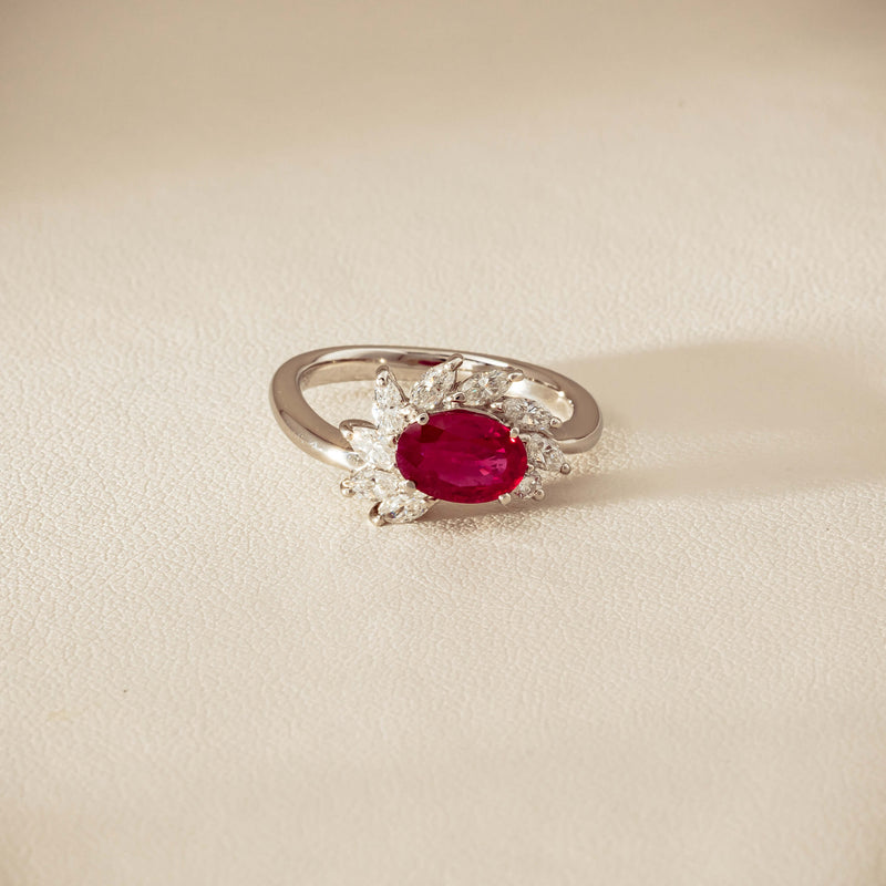 Deja Vu Platinum 1.28ct Ruby & Diamond Cluster Ring