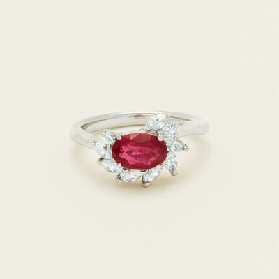 Deja Vu Platinum 1.28ct Ruby & Diamond Cluster Ring