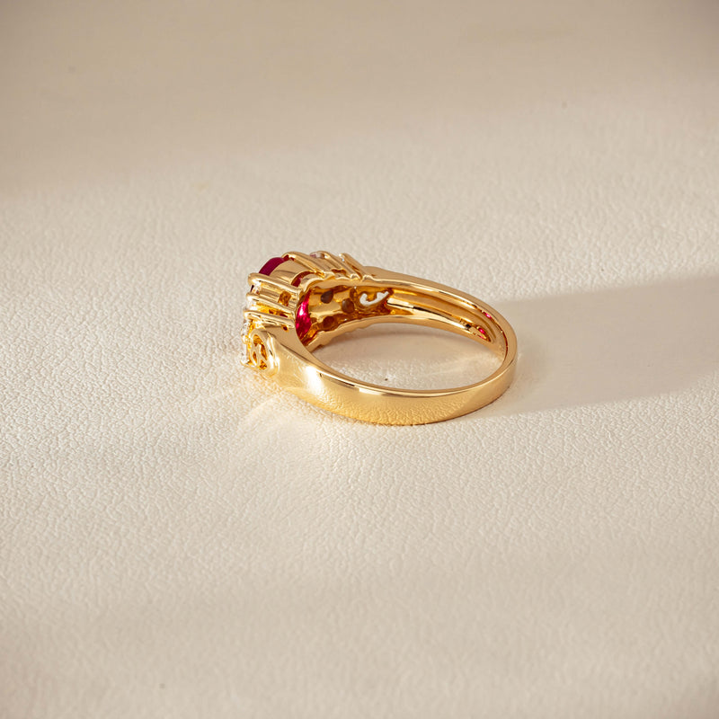 Deja Vu 18ct Yellow Gold 1.36ct Ruby & Diamond Ring