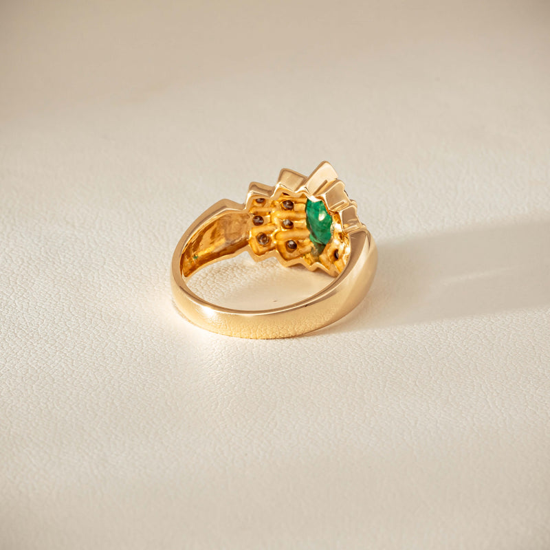 Deja Vu 14ct Marquise Emerald & Diamond Ring - Ring - Walker & Hall