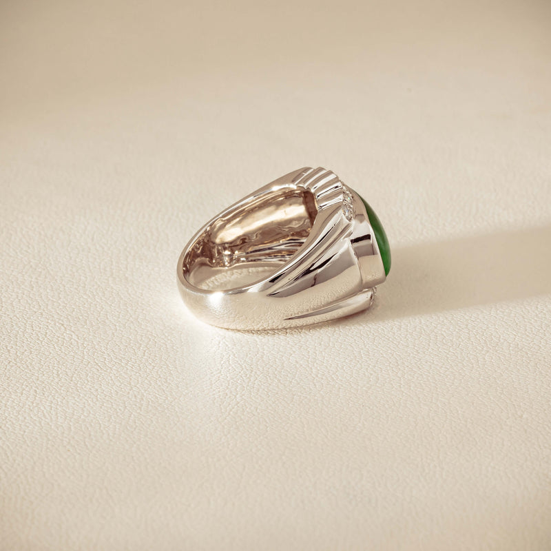 Deja Vu 18ct White Gold Jade & Diamond Ring - Ring - Walker & Hall