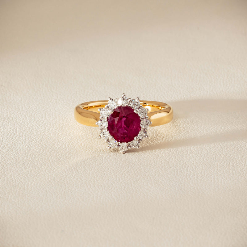 18ct Yellow Gold 2.01ct Ruby & Diamond Belle Ring - Ring - Walker & Hall
