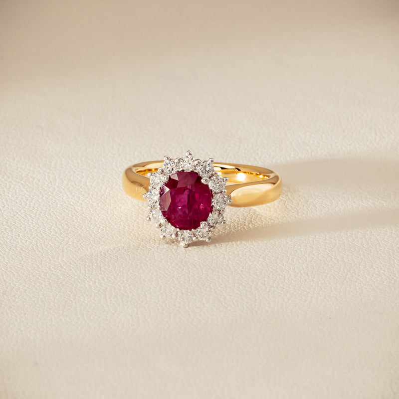 18ct Yellow Gold 2.01ct Ruby & Diamond Belle Ring - Ring - Walker & Hall