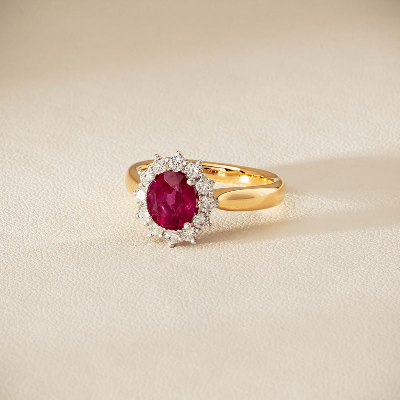 18ct Yellow Gold 2.01ct Ruby & Diamond Belle Ring - Ring - Walker & Hall