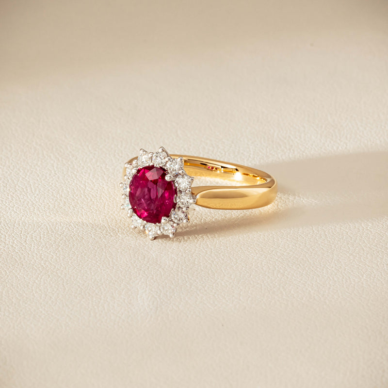 18ct Yellow Gold 2.01ct Ruby & Diamond Belle Ring - Ring - Walker & Hall