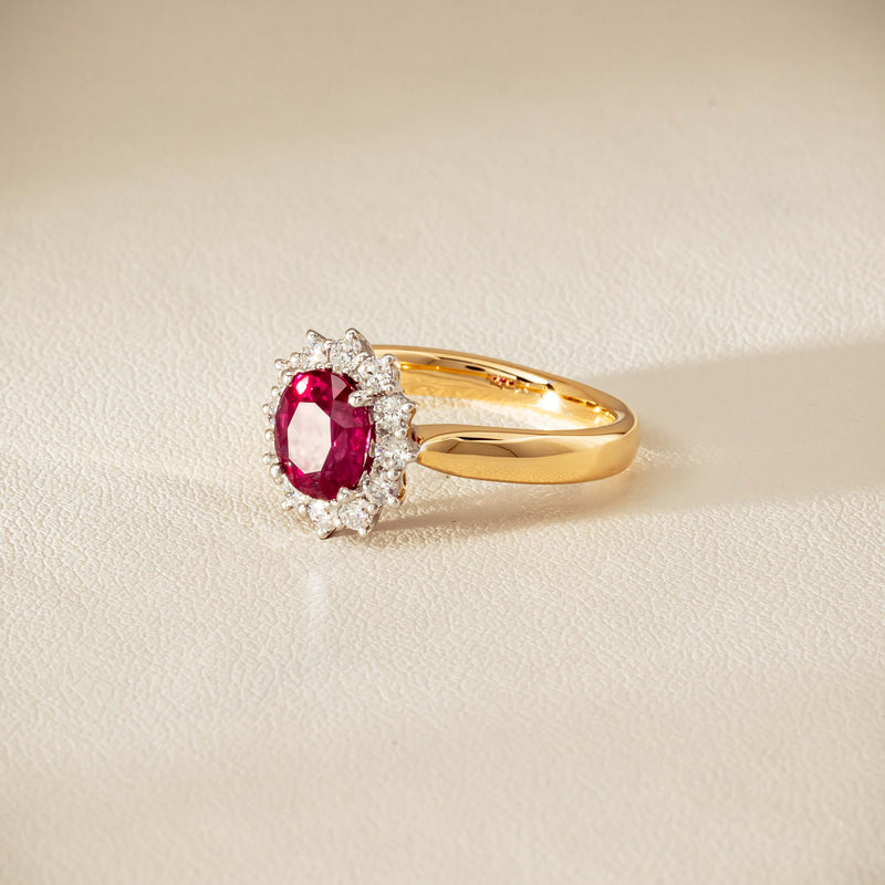 18ct Yellow Gold 2.01ct Ruby & Diamond Belle Ring - Ring - Walker & Hall