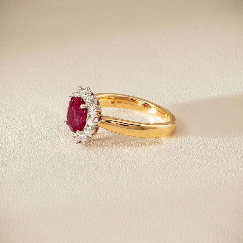 18ct Yellow Gold 2.01ct Ruby & Diamond Belle Ring - Ring - Walker & Hall
