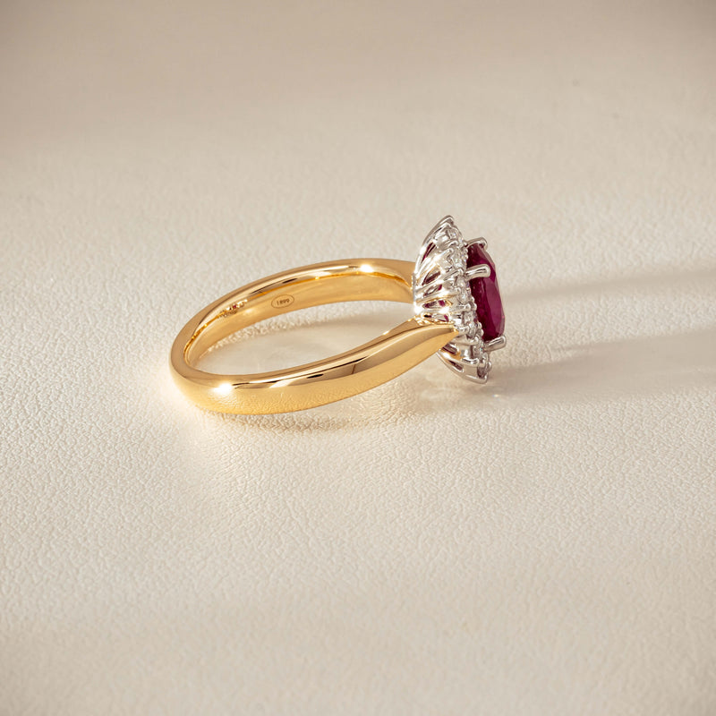 18ct Yellow Gold 2.01ct Ruby & Diamond Belle Ring - Ring - Walker & Hall