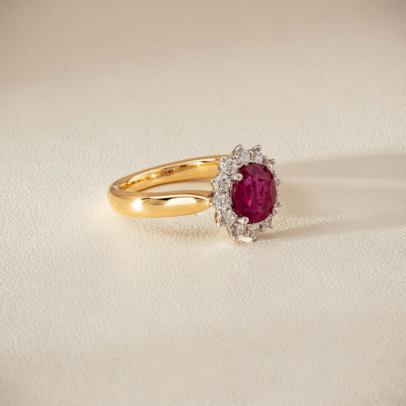 18ct Yellow Gold 2.01ct Ruby & Diamond Belle Ring - Ring - Walker & Hall