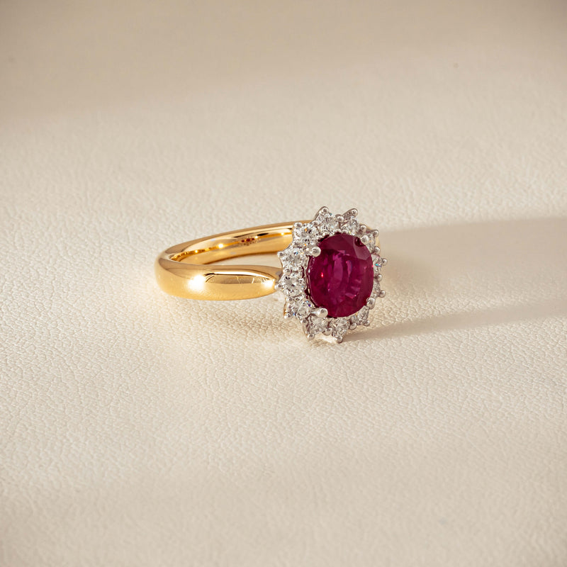 18ct Yellow Gold 2.01ct Ruby & Diamond Belle Ring - Ring - Walker & Hall