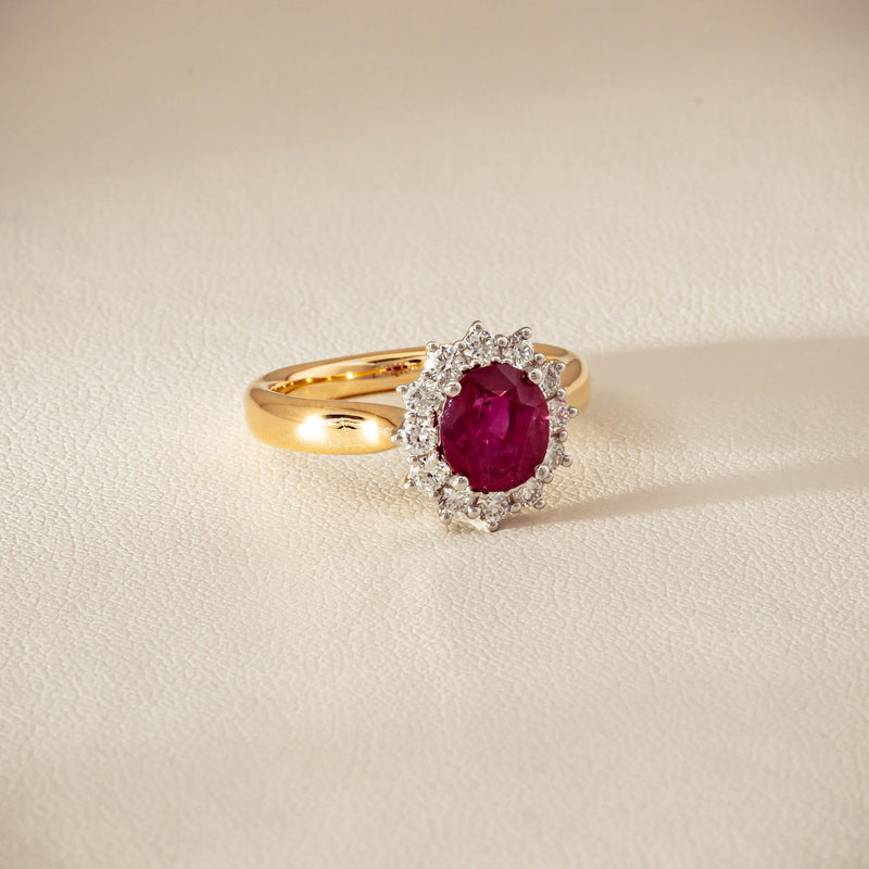 18ct Yellow Gold 2.01ct Ruby & Diamond Belle Ring - Ring - Walker & Hall