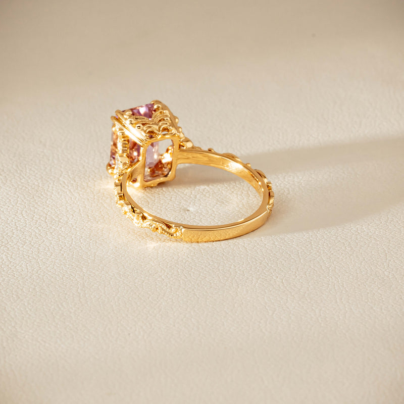 18ct Yellow Gold Kunzite & Diamond Romanov Ring