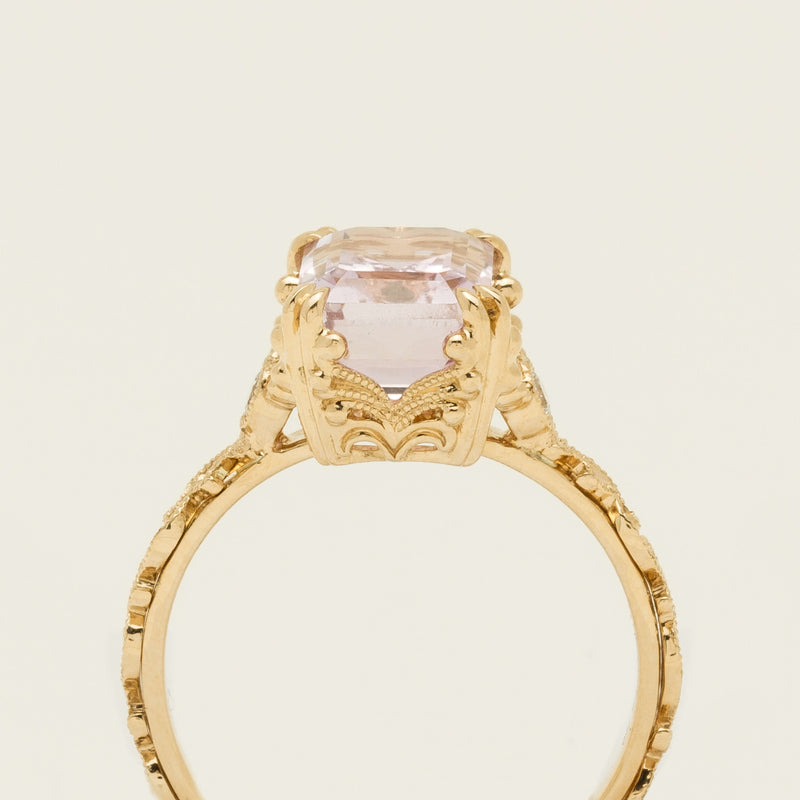 18ct Yellow Gold Kunzite & Diamond Romanov Ring
