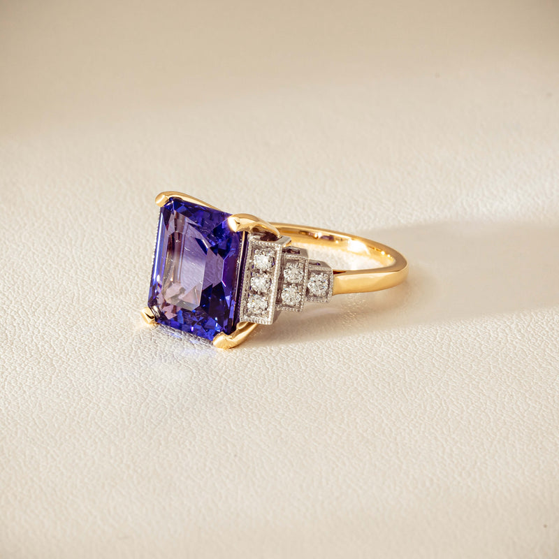 18ct Yellow Gold Tanzanite & Diamond Maya Ring
