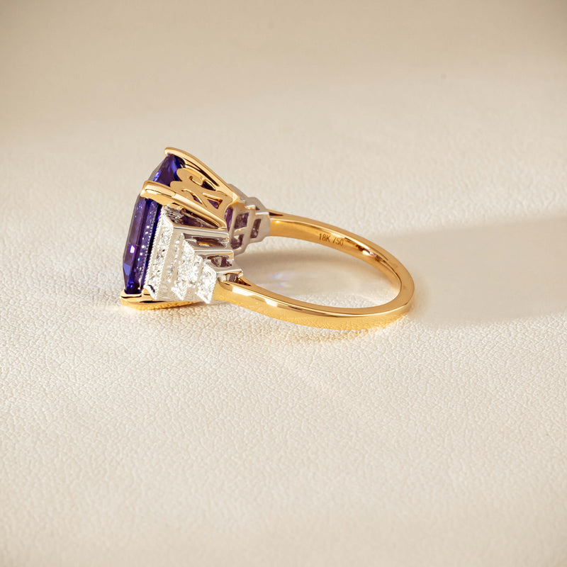 18ct Yellow Gold Tanzanite & Diamond Maya Ring