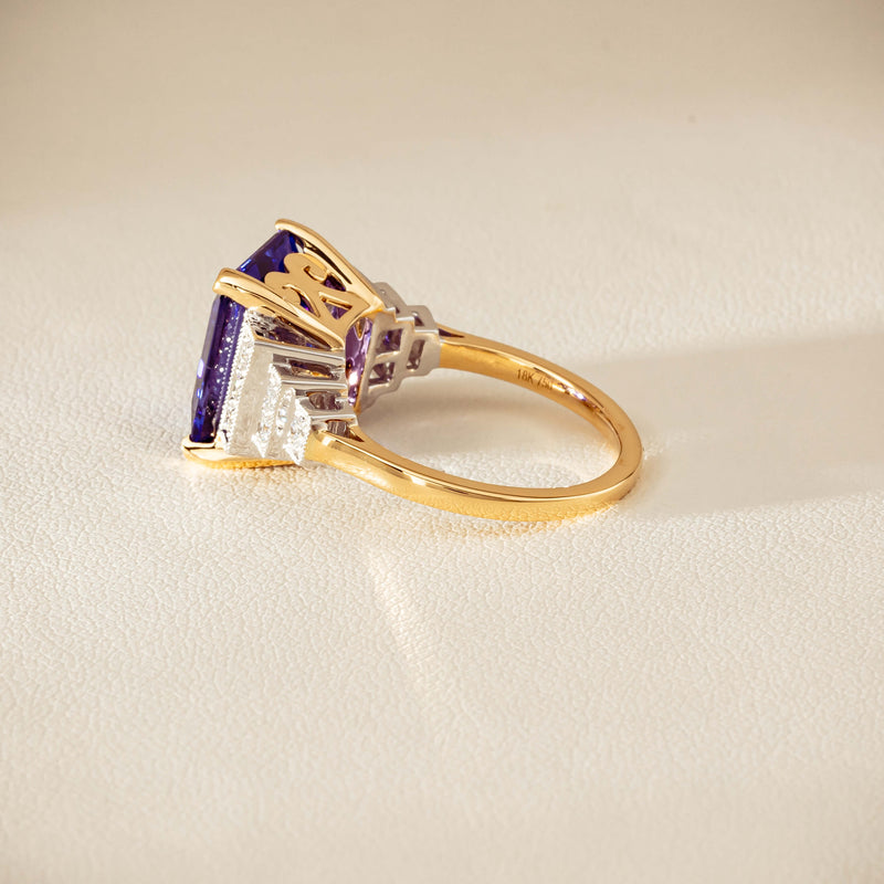 18ct Yellow Gold Tanzanite & Diamond Maya Ring