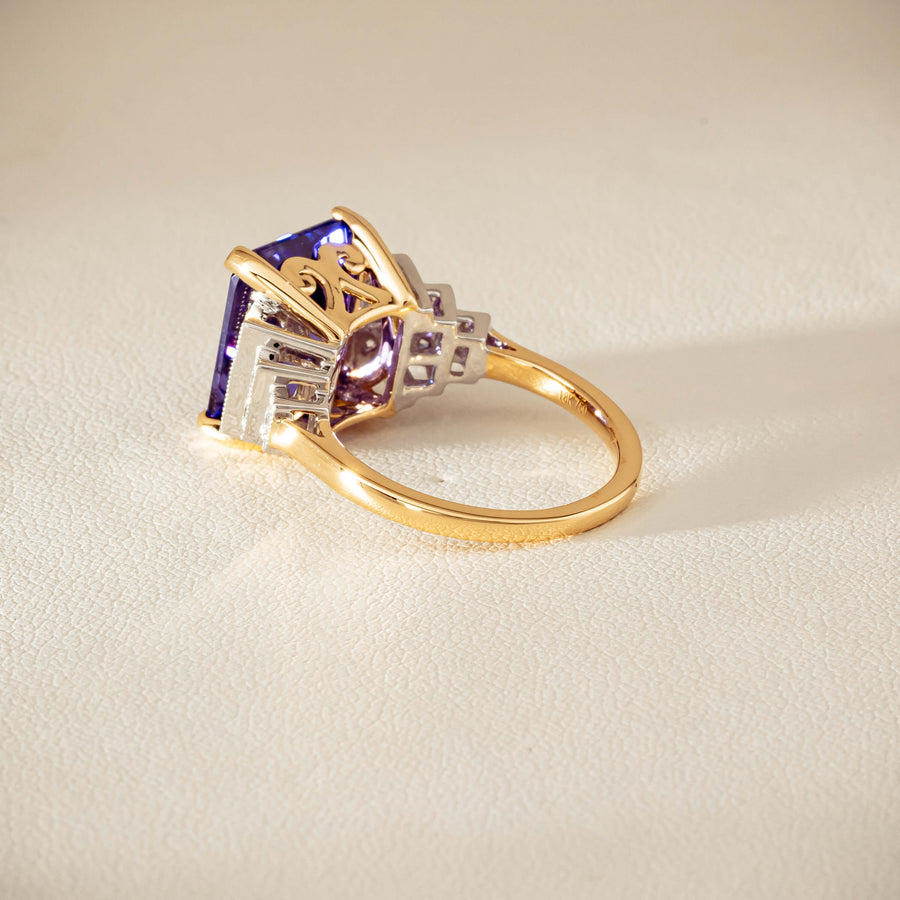18ct Yellow Gold Tanzanite & Diamond Maya Ring
