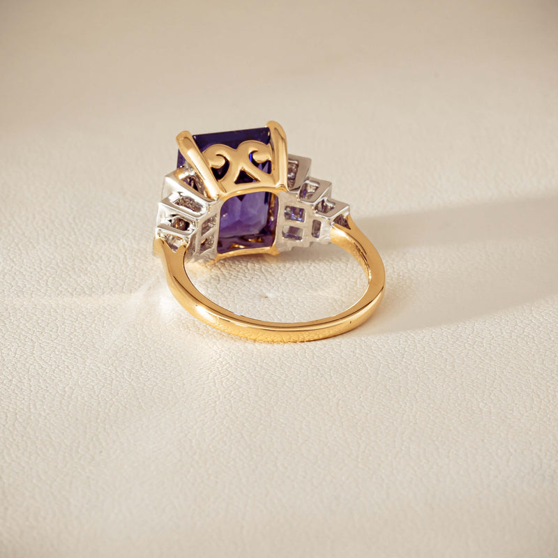18ct Yellow Gold Tanzanite & Diamond Maya Ring
