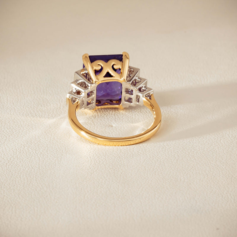18ct Yellow Gold Tanzanite & Diamond Maya Ring