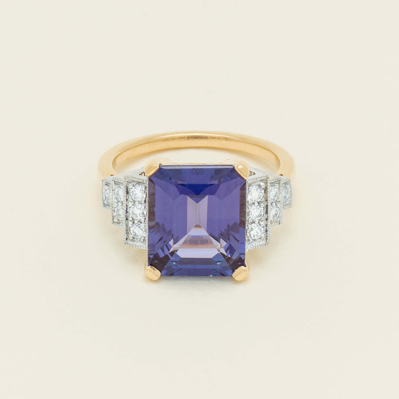 18ct Yellow Gold Tanzanite & Diamond Maya Ring