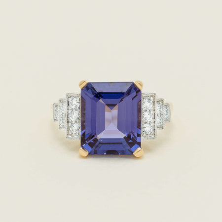 18ct Yellow Gold Tanzanite & Diamond Maya Ring
