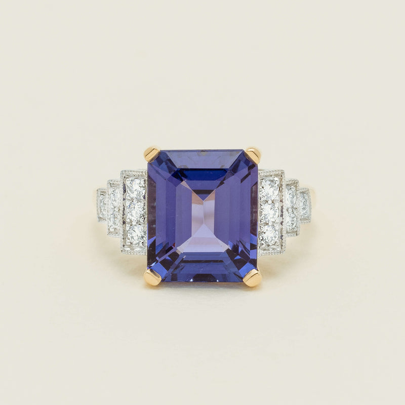 18ct Yellow Gold Tanzanite & Diamond Maya Ring